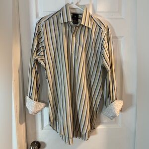 Tailorbyrd men’s Multicolor Striped Button Down Shirt